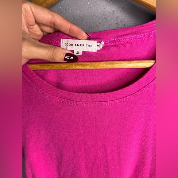 Good American Ruched Mini Dress Bodycon Barbie Pink (Size 2) - Picture 4 of 5